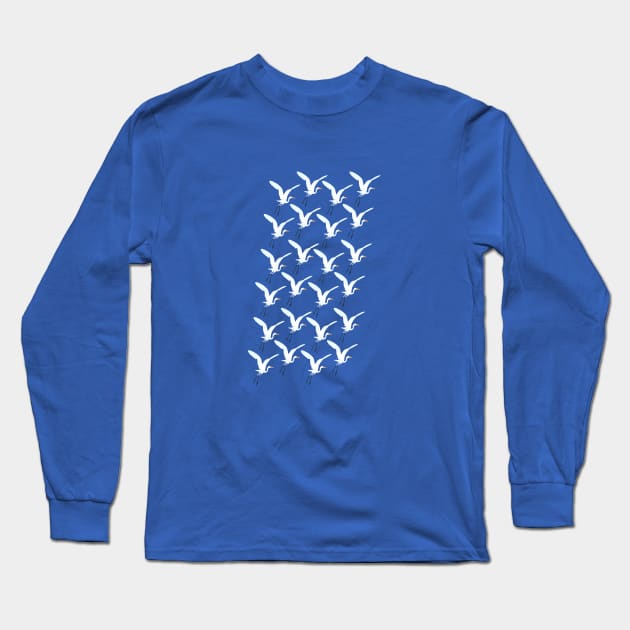 Interlocking Heron Pattern (Blue) Long Sleeve T-Shirt by Davey's Designs